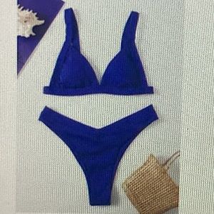Shein Rib High Cut Bikini Swimsuit